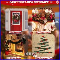 5 Pack 250FT Christmas Green Garland Flower for Christmas and Non-Lit Soft Holid