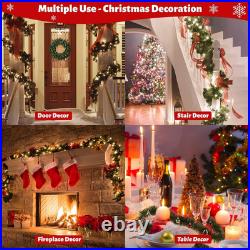 5 Pack 250FT Christmas Green Garland Flower for Christmas and Non-Lit Soft Holid