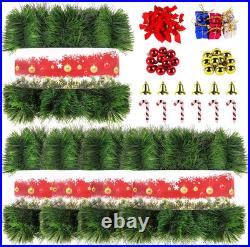 5 Pack 250FT Christmas Green Garland Flower for Christmas and Non-Lit Soft Holid