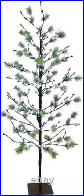 5' Pre-Lit Artificial Christmas Twig Tree with 200 White LED Twinkle Lights M