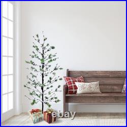 5' Pre-Lit Artificial Christmas Twig Tree with 200 White LED Twinkle Lights M