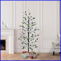 5' Pre-Lit Artificial Christmas Twig Tree with 200 White LED Twinkle Lights M