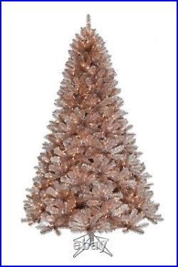 5' Pre-lit Rose Gold Oregon Fir Tinsel Artificial Christmas Xmas Tree, 507 TIPS