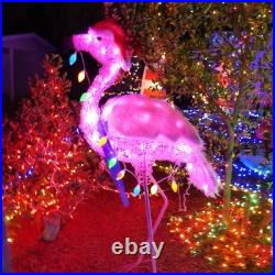 5 ft Christmas Flamingo Lighted Yard Sculpture Warm Light Tropical Beach Coastal