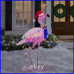 5 ft Christmas Flamingo Lighted Yard Sculpture Warm Light Tropical Beach Coastal