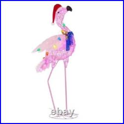5 ft Christmas Flamingo Lighted Yard Sculpture Warm Light Tropical Beach Coastal