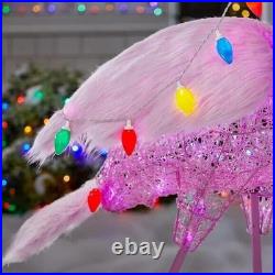 5 ft Christmas Flamingo Lighted Yard Sculpture Warm Light Tropical Beach Coastal