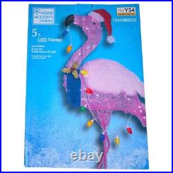 5 ft Christmas Flamingo Lighted Yard Sculpture Warm Light Tropical Beach Coastal