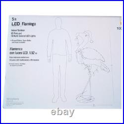 5 ft Christmas Flamingo Lighted Yard Sculpture Warm Light Tropical Beach Coastal
