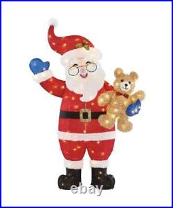 5 ft LED Santa with Teddy Bear! Christmas Yard Decor by Home Accents Holiday