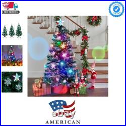 5 ft Pre-Lit Artificial Christmas Tree, Lighted Optical Fiber Xmas Trees with