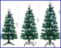5 ft Pre-Lit Artificial Christmas Tree, Lighted Optical Fiber Xmas Trees with