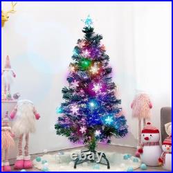 5 ft Pre-Lit Artificial Christmas Tree, Lighted Optical Fiber Xmas Trees with