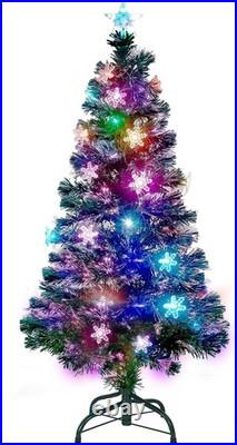 5 ft Pre-Lit Artificial Christmas Tree, Lighted Optical Fiber Xmas Trees with