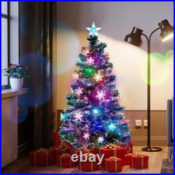 5 ft Pre-Lit Artificial Christmas Tree, Lighted Optical Fiber Xmas Trees with