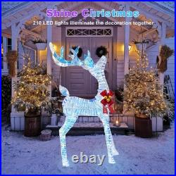 5ft Lighted Prismatic Iridescent Reindeer Christmas Decor, Handmade Rainbow G