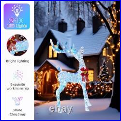 5ft Lighted Prismatic Iridescent Reindeer Christmas Decor, Handmade Rainbow G