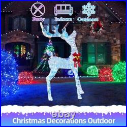 5ft Lighted Prismatic Iridescent Reindeer Christmas Decor, Handmade Rainbow G