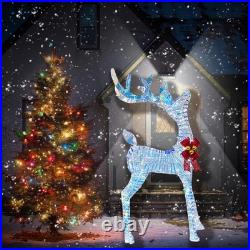 5ft Lighted Prismatic Iridescent Reindeer Christmas Decor, Handmade Rainbow G