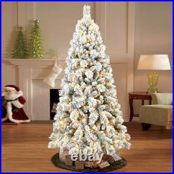 5ft Pre-Lit White Flocked Artificial Christmas Tree Home Decore with 250 Lights