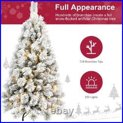 5ft Pre-Lit White Flocked Artificial Christmas Tree Home Decore with 250 Lights