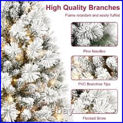 5ft Pre-Lit White Flocked Artificial Christmas Tree Home Decore with 250 Lights