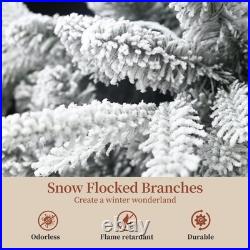 5ft Pre-Lit White Flocked Artificial Christmas Tree Home Decore with 250 Lights