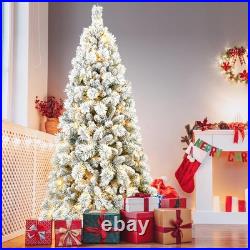 5ft Pre-Lit White Flocked Artificial Christmas Tree Home Decore with 250 Lights