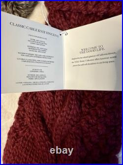 5x New UGG Home Cable Knit Pom Pom Christmas Stocking, Sweater Knit Garnet Red