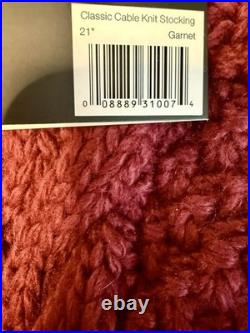 5x New UGG Home Cable Knit Pom Pom Christmas Stocking, Sweater Knit Garnet Red