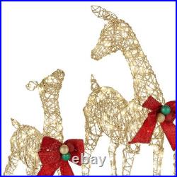 60 in, 52 in. And 36 in. Champagne Glitter Deer Family with 370 Warm White LED