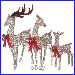 60 in, 52 in. And 36 in. Champagne Glitter Deer Family with 370 Warm White LED