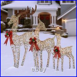 60 in, 52 in. And 36 in. Champagne Glitter Deer Family with 370 Warm White LED