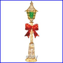 60 in. Pre-Lit Gold Wire Lamp Post