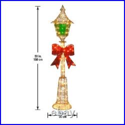 60 in. Pre-Lit Gold Wire Lamp Post