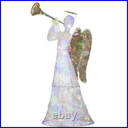 60 in. Trumpeting White Angel with Multicolor LED Lights, Plug-In