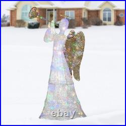 60 in. Trumpeting White Angel with Multicolor LED Lights, Plug-In