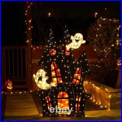 61.75H Halloween 2D Haunted House Outdoor Lighted Decor 210 LED Warm White 61.75H Halloween 2D Haunted House Outdoor Lighted Decor 210 LED Warm White