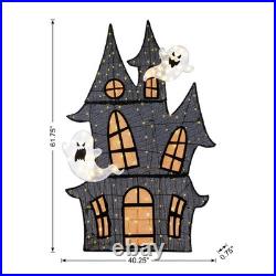 61.75H Halloween 2D Haunted House Outdoor Lighted Decor 210 LED Warm White 61.75H Halloween 2D Haunted House Outdoor Lighted Decor 210 LED Warm White