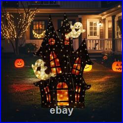 61.75H Halloween 2D Haunted House Outdoor Lighted Decor 210 LED Warm White 61.75H Halloween 2D Haunted House Outdoor Lighted Decor 210 LED Warm White