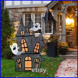 61.75H Halloween 2D Haunted House Outdoor Lighted Decor 210 LED Warm White 61.75H Halloween 2D Haunted House Outdoor Lighted Decor 210 LED Warm White