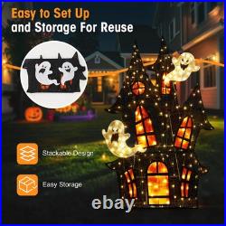 61.75H Halloween 2D Haunted House Outdoor Lighted Decor 210 LED Warm White 61.75H Halloween 2D Haunted House Outdoor Lighted Decor 210 LED Warm White