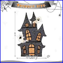 61.75H Halloween 2D Haunted House Outdoor Lighted Decor 210 LED Warm White 61.75H Halloween 2D Haunted House Outdoor Lighted Decor 210 LED Warm White