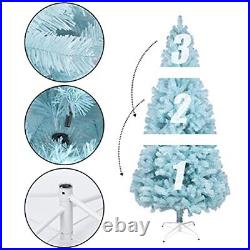 6FT 1,300 Tips Artificial Christmas Pine Tree Holiday Decoration with 6ft Blue