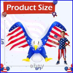 6FT 4Th of July Inflatable Eagle, Independence Day Blow up on the Car Built-In L