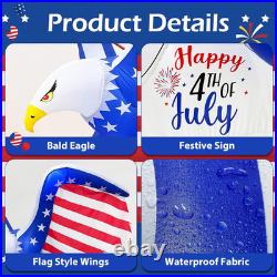 6FT 4Th of July Inflatable Eagle, Independence Day Blow up on the Car Built-In L