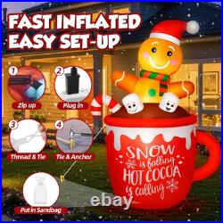 6FT Christmas Inflatables Cute Gingerbread Man 2025 NEW LED Outdoor Decoration