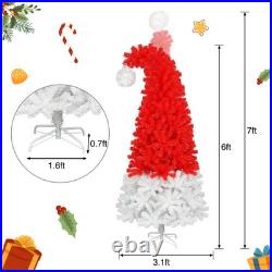 6FT Christmas Tree with LED Light & with 1050 Tips Santa's Hat Shape Xmas Tree