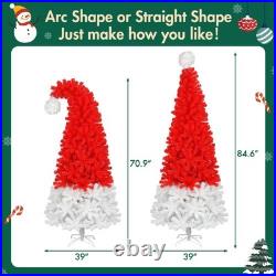 6FT Christmas Tree with LED Light & with 1050 Tips Santa's Hat Shape Xmas Tree