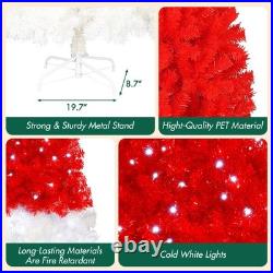 6FT Christmas Tree with LED Light & with 1050 Tips Santa's Hat Shape Xmas Tree
